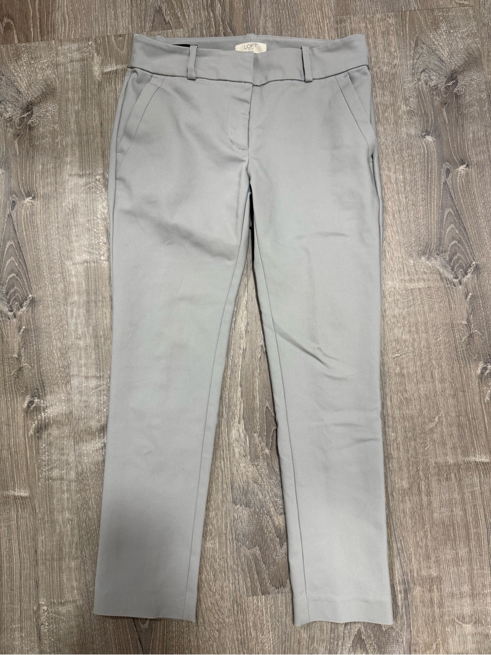 LOFT Outlet Women's Gray Solid Skinny Ankle Pants Flat Front Petite 2P